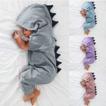 Dinosaur Hooded Romper For Baby