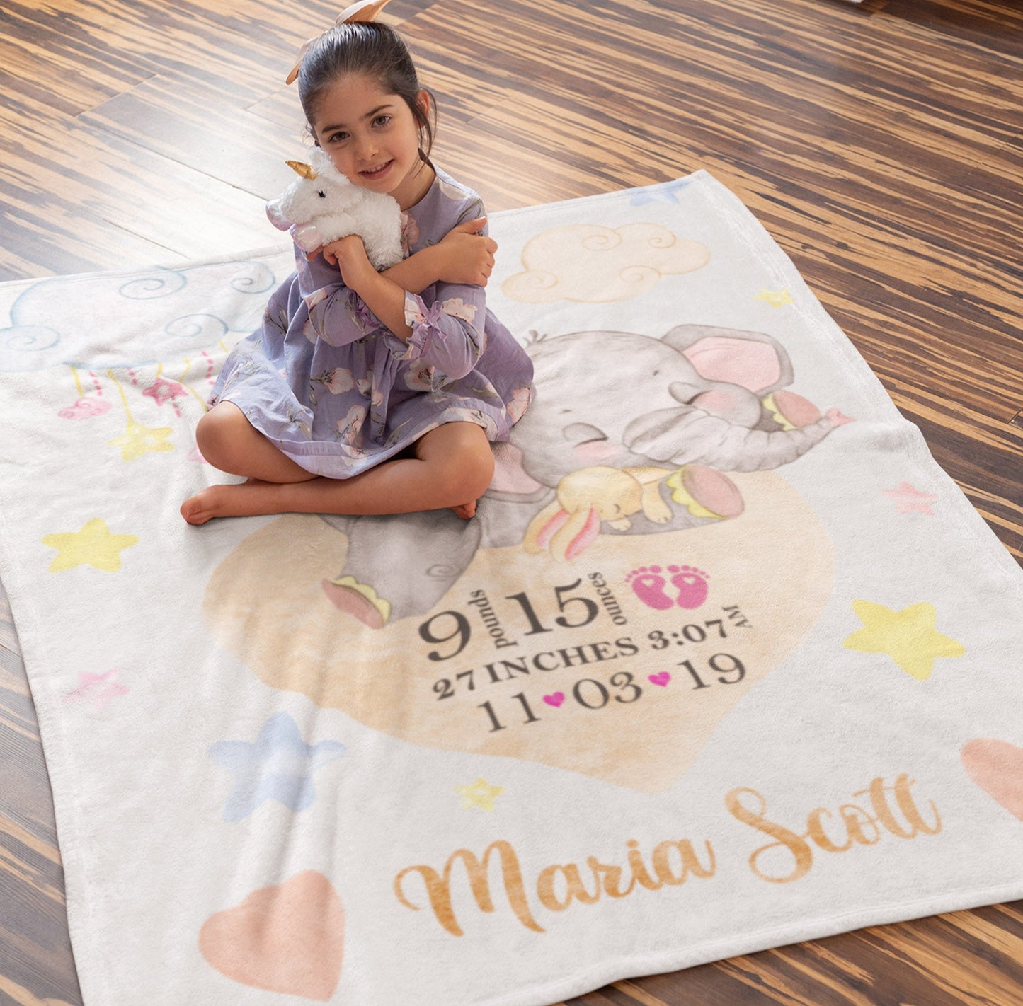 Personalized Birth Info Blanket For Kids