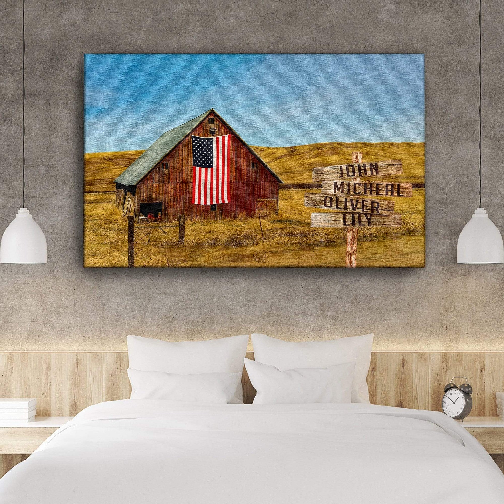 American Barn Personalized Color Canvas With Multi Names