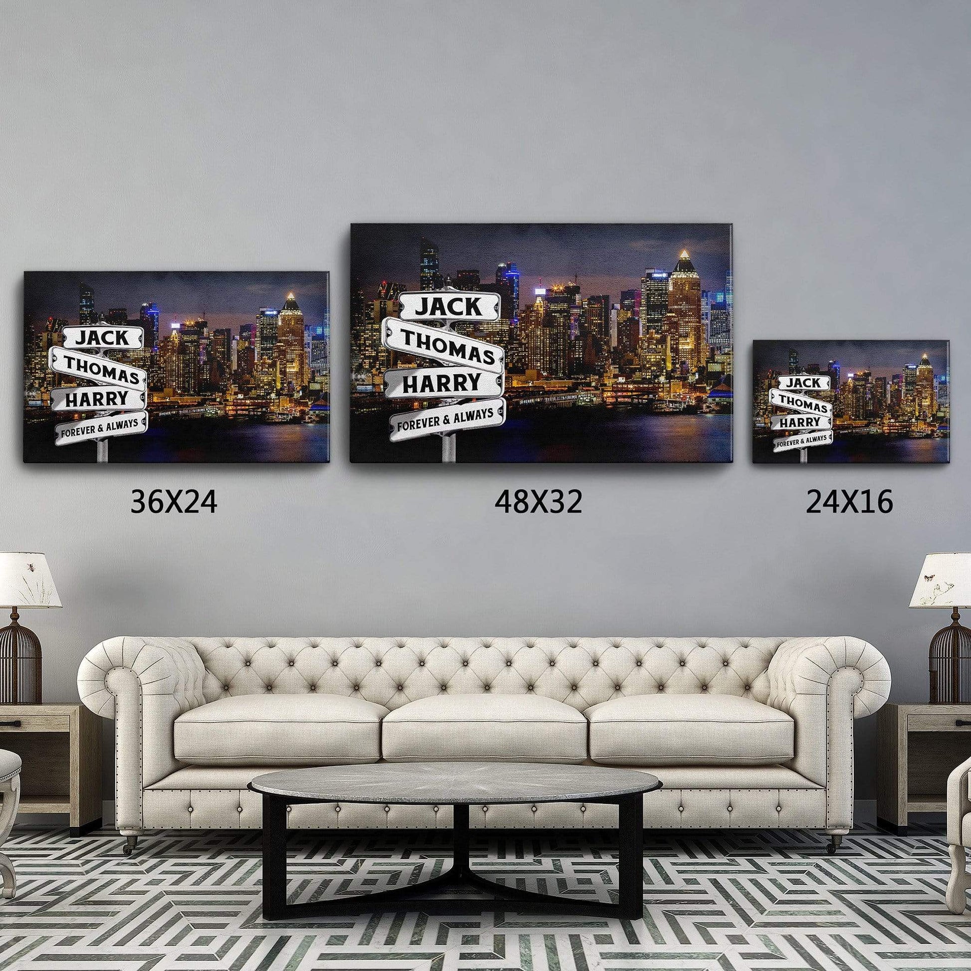 Customized Canvas City Themed Customized Canvas With Multi Names