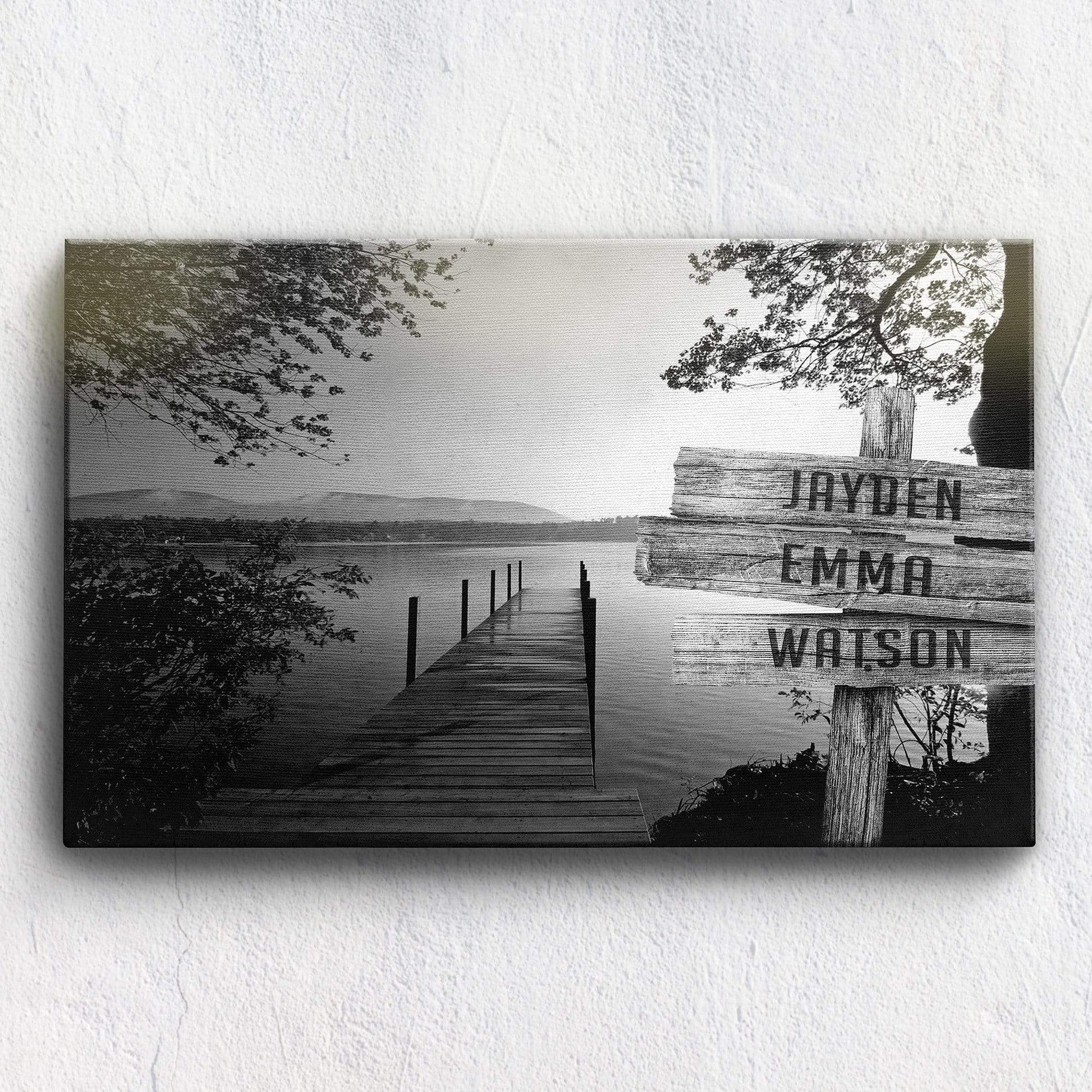 Customized Canvas 36" X 24" - BEST SELLER Lake Dock Personalized Canvas With Multi Names