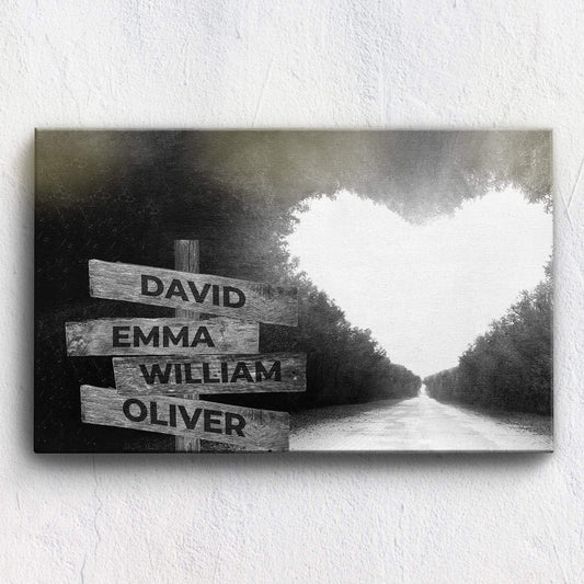 Customized Canvas 36" X 24" - BEST SELLER Love Black and White Customized Canvas With Multi Names