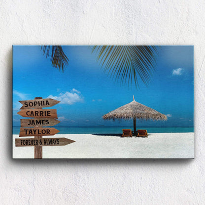 36" X 24" - BEST SELLER Maldives Beach Premium Canvas With Multi Names