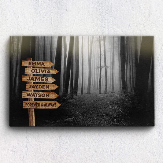 Mystery Forest Black And white Customized Canvas With Multi Names