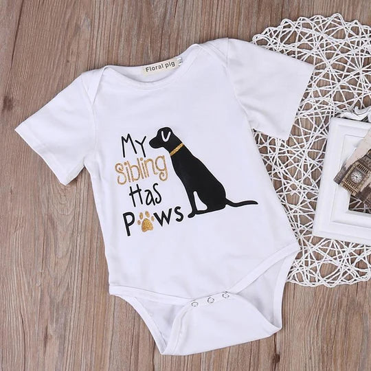 My Sibling Has Paws Onesie For Baby